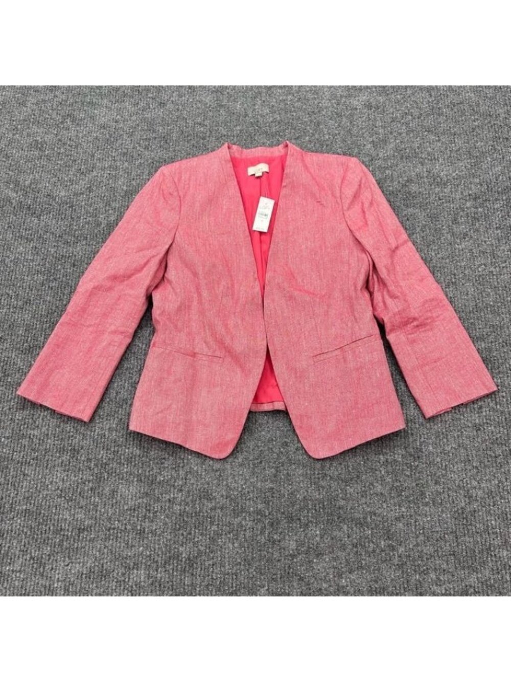 Loft Open Front Blazer Linen Cotton Blend Career Wear Preppy Womens Size 8 NEW